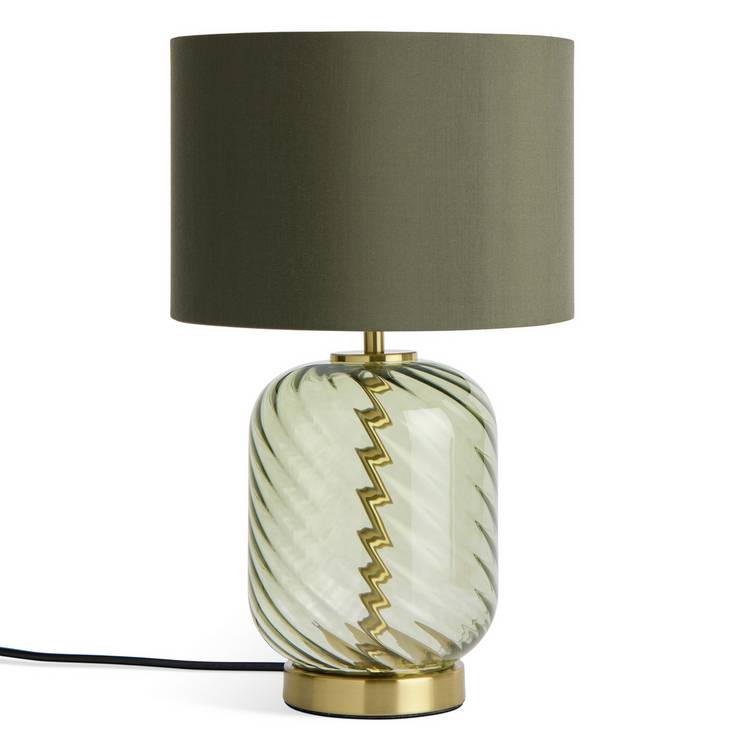 Argos Home green glass table lamp, UK version