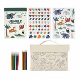Chad Valley activity bag jungle set with colouring book stickers, imported from the UK