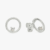 Revere silver circle stud earrings with cubic zirconia, UK version