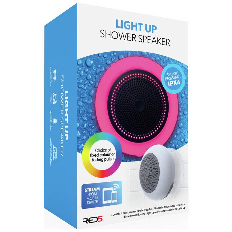 RED5 Light Up Shower Speaker with Bluetooth, UK version