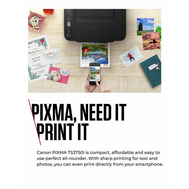 Canon PIXMA TS3750i wireless inkjet printer black, UK version