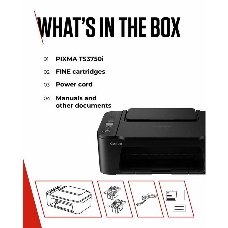 Canon PIXMA TS3750i wireless inkjet printer black, UK version