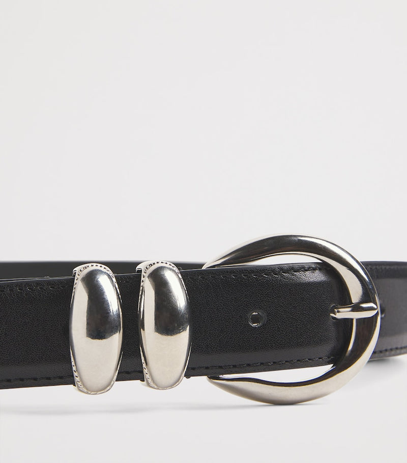 Sandro Paris leather belt 3cm silver buckle (British brand)