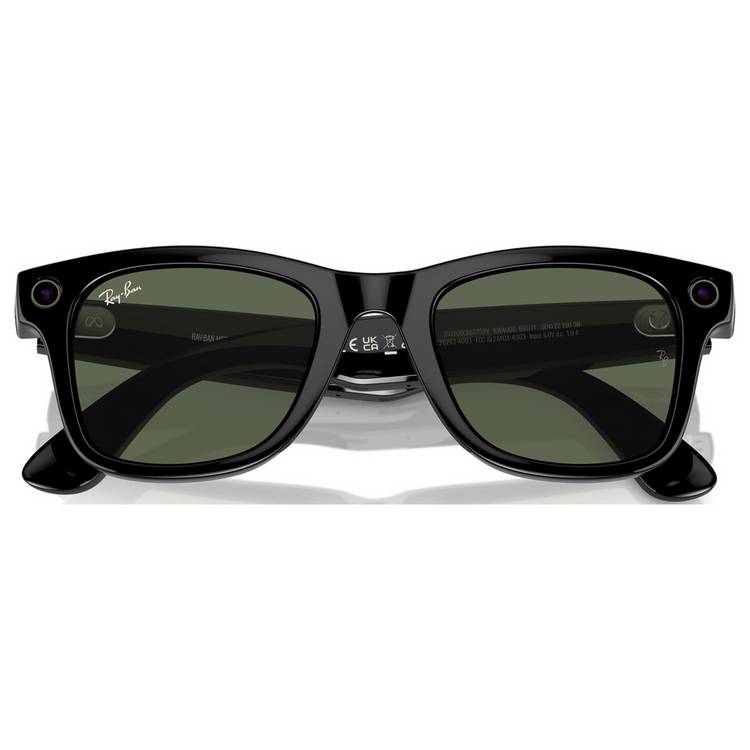 Ray-Ban Wayfarer Large smart glasses shiny black frame green lens, UK version