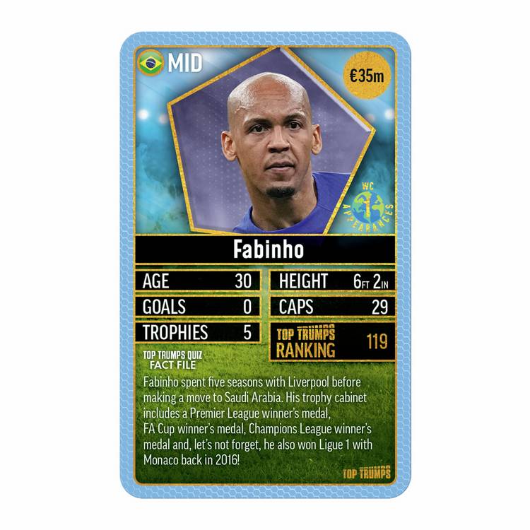 Top Trumps football stars card game, imported from the UK