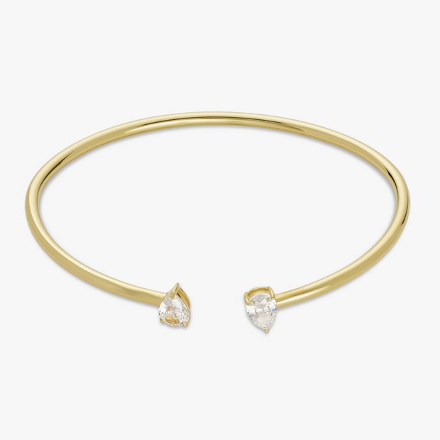 Revere gold plated sterling silver torque bangle with cubic zirconia, imported from the UK