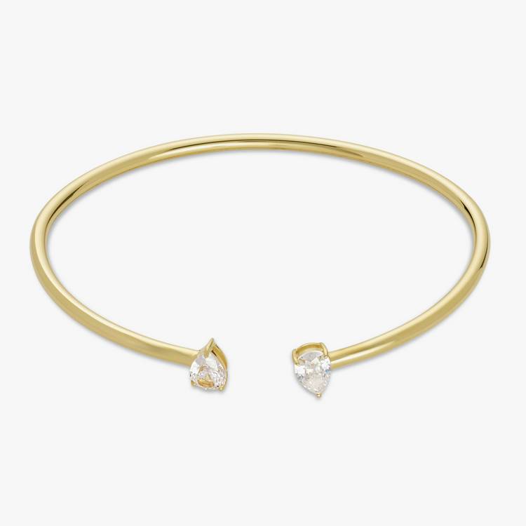 Revere gold plated sterling silver torque bangle with cubic zirconia, imported from the UK