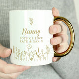 Floral ceramic mug with gold handle 295ml (British brand)