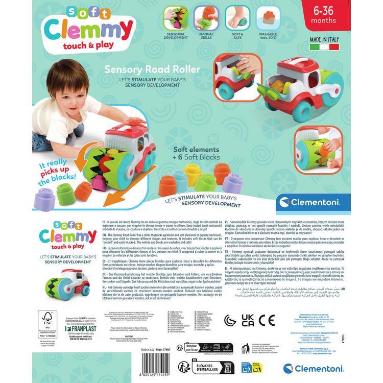 Clementoni soft Clemmy sensory road roller toy, imported from the UK