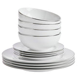 Argos Home porcelain dinner set silver rim 12 piece, UK version