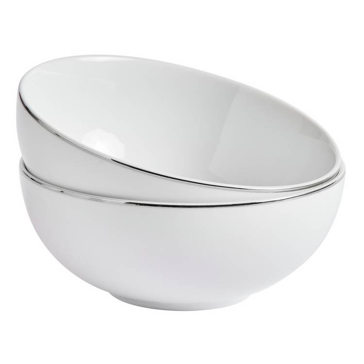 Argos Home porcelain dinner set silver rim 12 piece, UK version