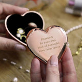 Rose gold personalised heart trinket box - British product