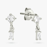 Revere sterling silver baguette drop stud earrings, imported from the UK
