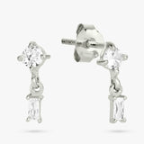 Revere sterling silver baguette drop stud earrings, imported from the UK