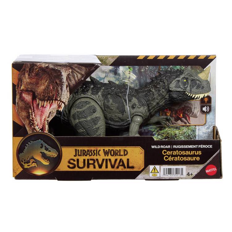 Jurassic World Wild Roar Ceratosaurus dinosaur action figure, UK version