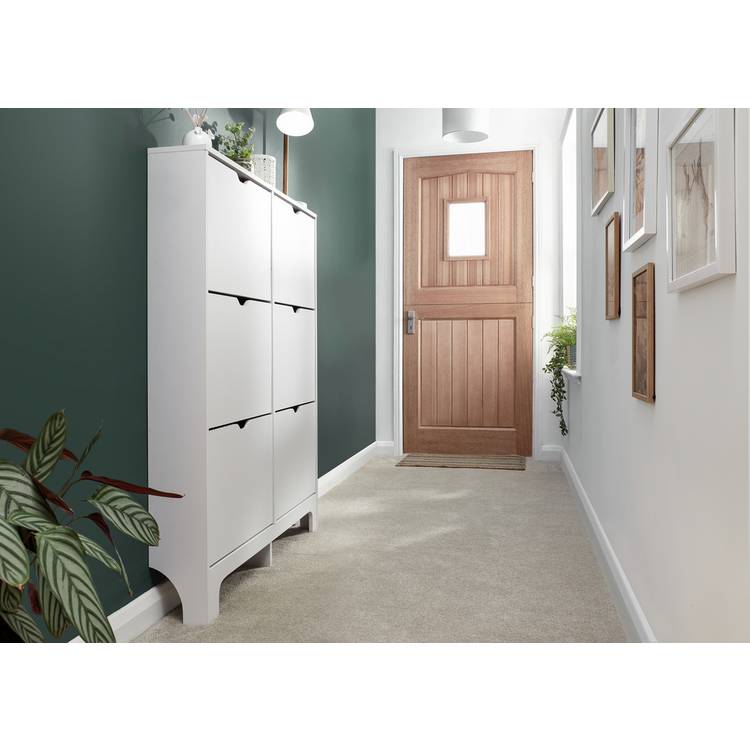 GFW narrow 3 tier shoe storage cabinet white (British brand)