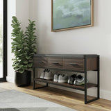 GFW 3 drawer shoe bench in walnut finish, UK version