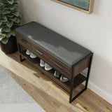 GFW 3 drawer shoe bench in walnut finish, UK version