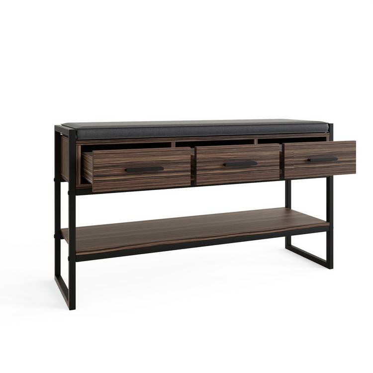 GFW 3 drawer shoe bench in walnut finish, UK version