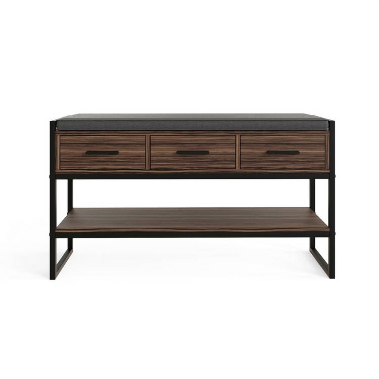 GFW 3 drawer shoe bench in walnut finish, UK version