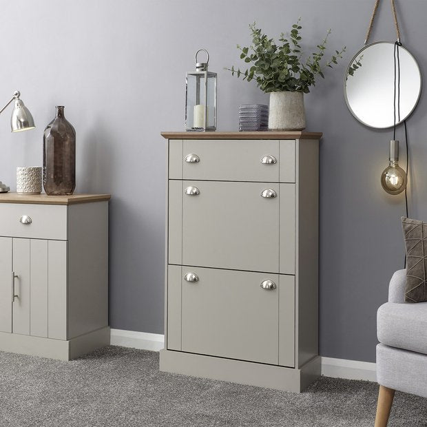 GFW Kendal grey shoe storage cabinet, imported from the UK