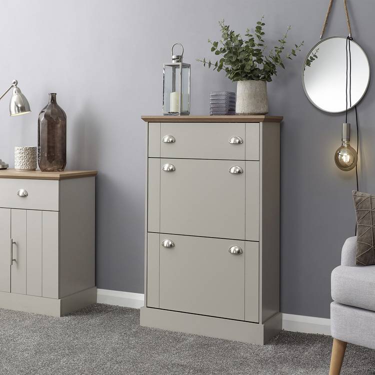 GFW Kendal grey shoe storage cabinet, imported from the UK