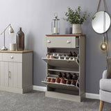 GFW Kendal grey shoe storage cabinet, imported from the UK