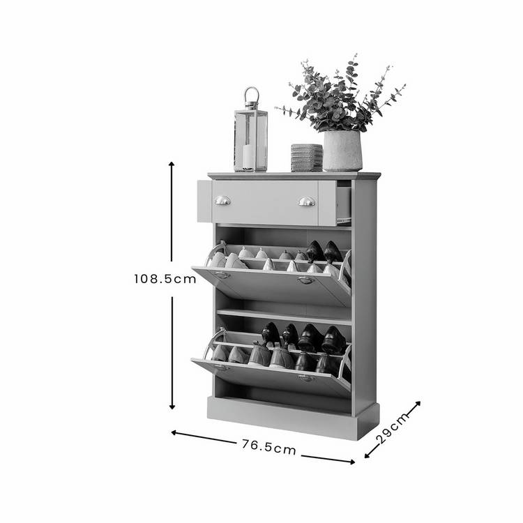 GFW Kendal grey shoe storage cabinet, imported from the UK