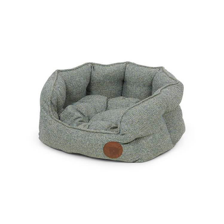 Petface sage herringbone oval dog bed medium - British product