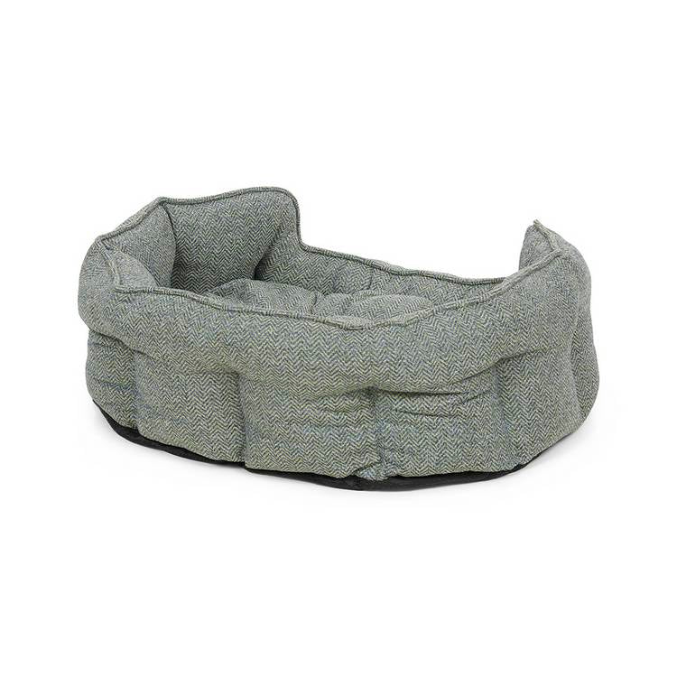 Petface sage herringbone oval dog bed medium - British product