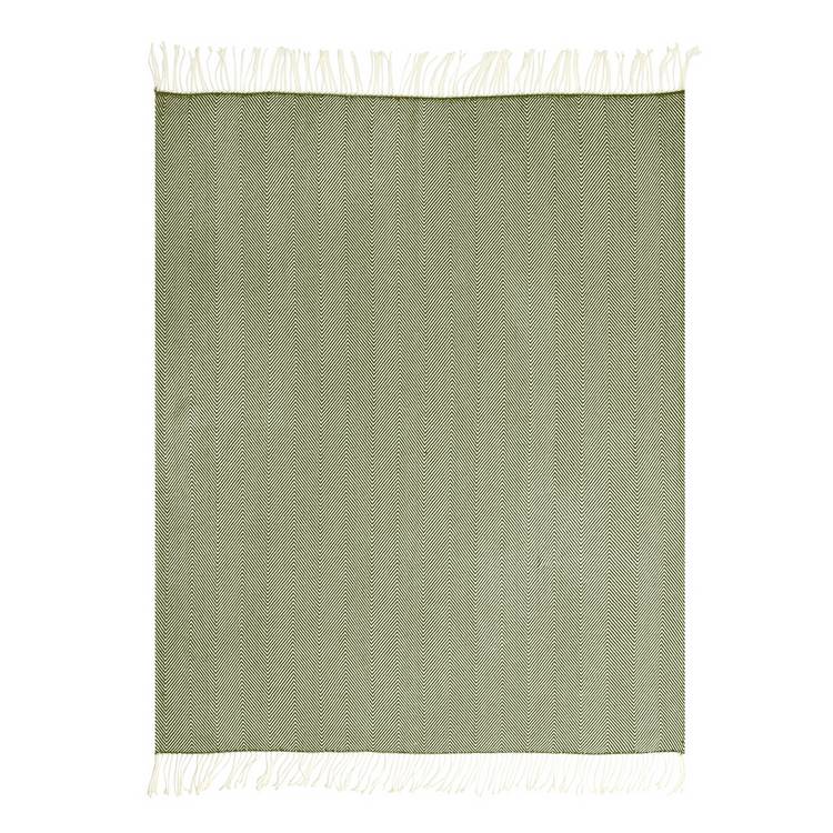 Habitat herringbone throw moss green 125x150cm, imported from the UK