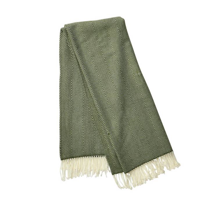 Habitat herringbone throw moss green 125x150cm, imported from the UK