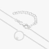 Revere silver circle pendant with cubic zirconia on 18 inch chain, UK version