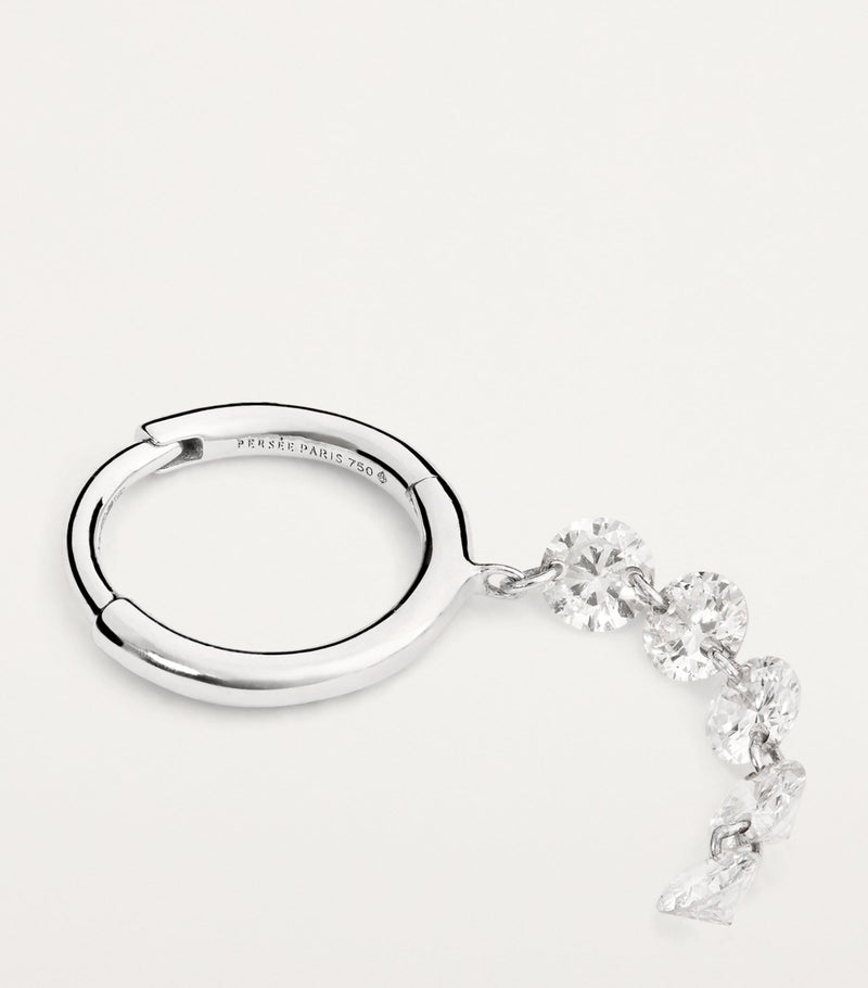 Persée white gold diamond hoop earring, imported from the UK