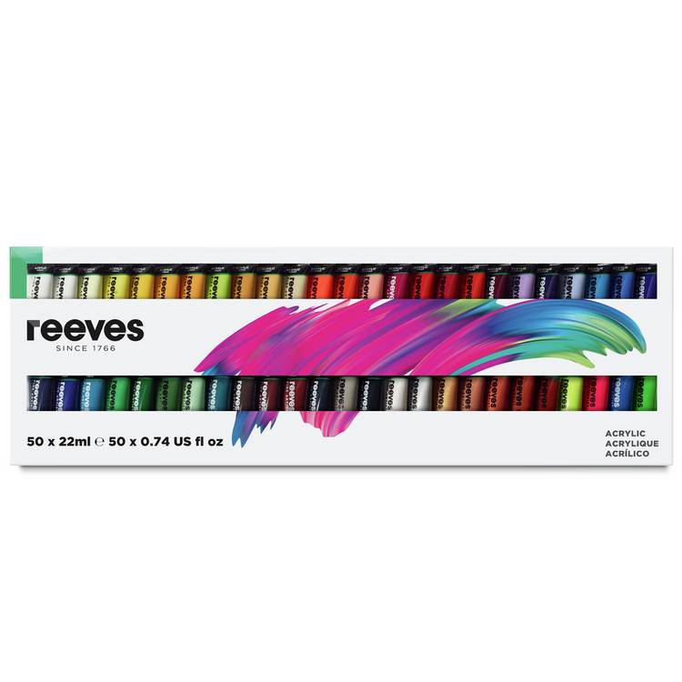Reeves acrylic paint set 50 assorted colours, imported from the UK