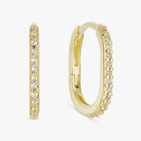 Revere gold plated cubic zirconia oval hoop earrings, imported from the UK