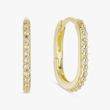 Argos Revere Gold Plated Sterling Silver Cubic Zirconia Oval Hoop Earrings- Buy online at McGrocer