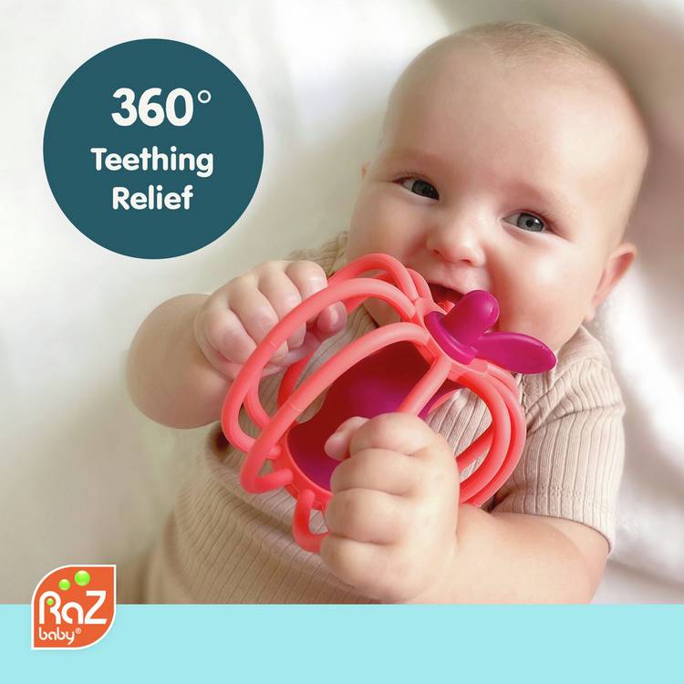RazBaby apple teether silicone rattle baby toy, UK version