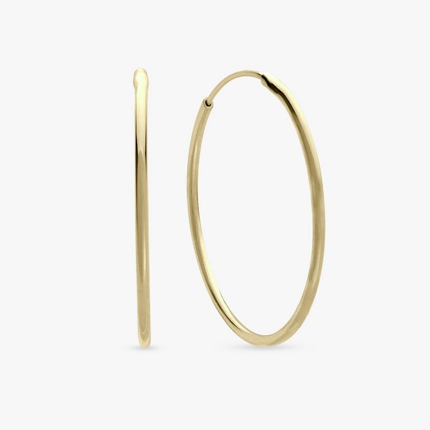 Revere 9ct gold plated sterling silver sleeper hoop earrings, imported from the UK