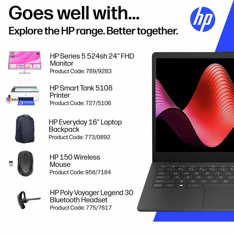 HP 14-inch laptop AMD Athlon 4GB 128GB SSD - British product
