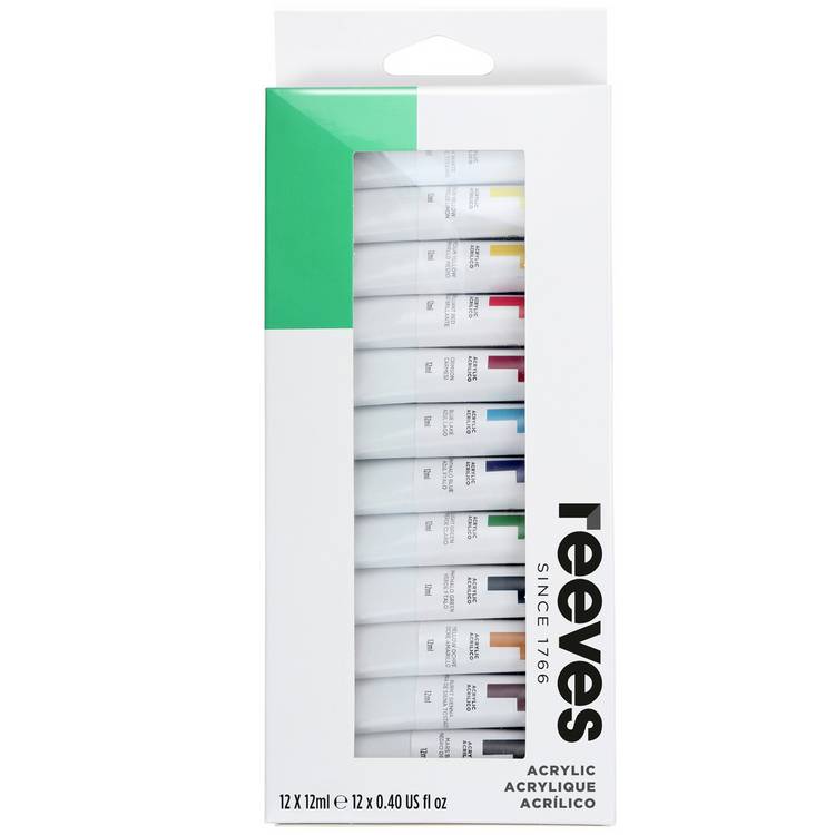 Reeves acrylic paint set 12 vibrant colours, UK version