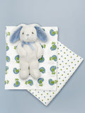 Babyblooms personalised bunny with muslin wrap gift set, UK version