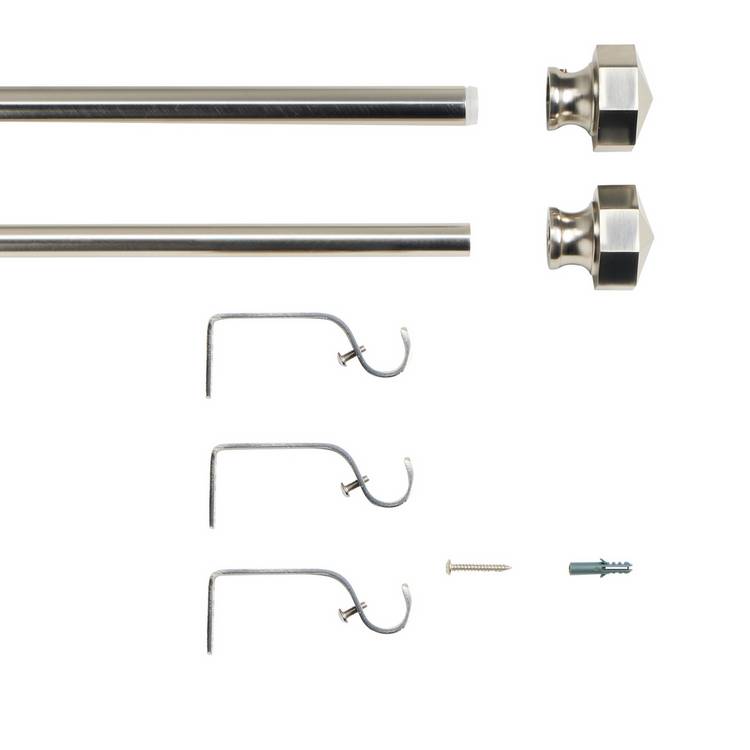 Argos Home satin nickel extendable curtain pole 165-300cm - British product
