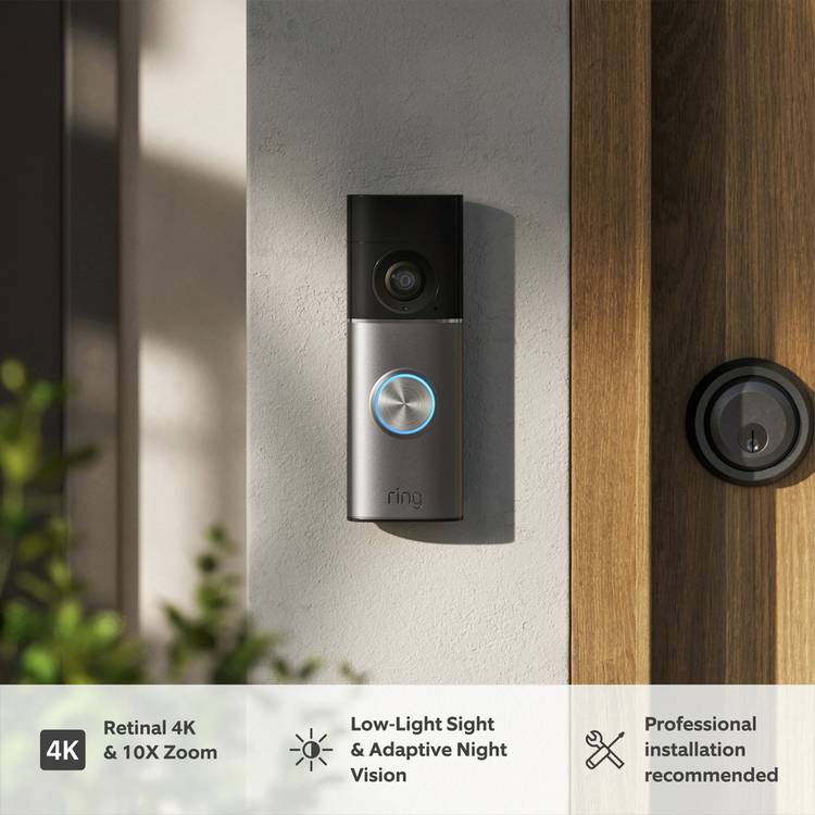 Ring Video Doorbell Pro Retinal 4K with Plug-In Adaptor, UK version