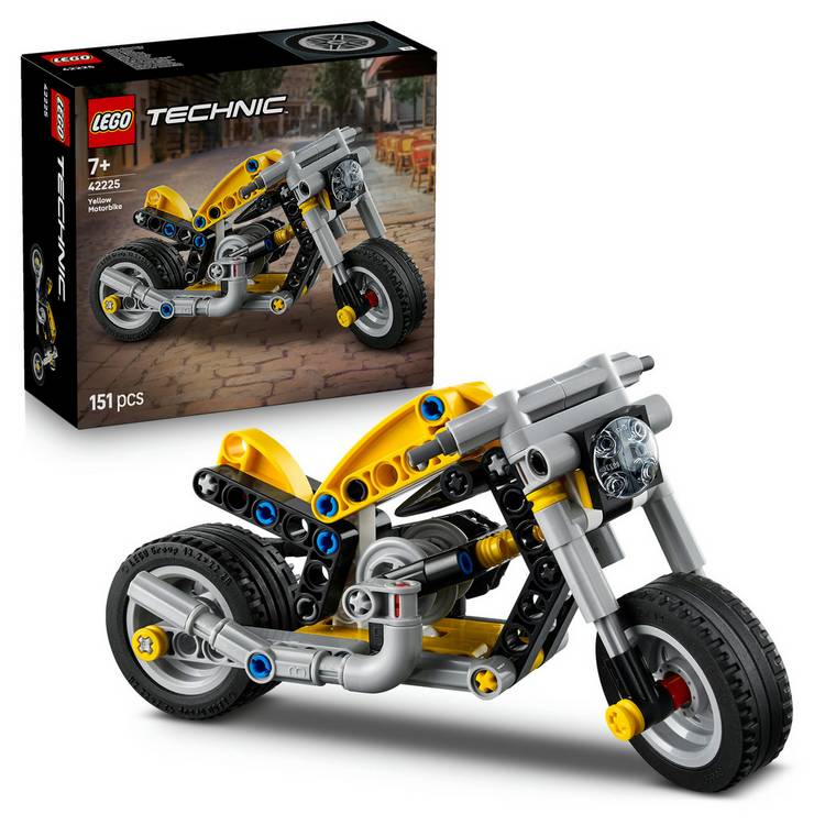 LEGO Technic Yellow Motorbike model kit 42225, imported from the UK