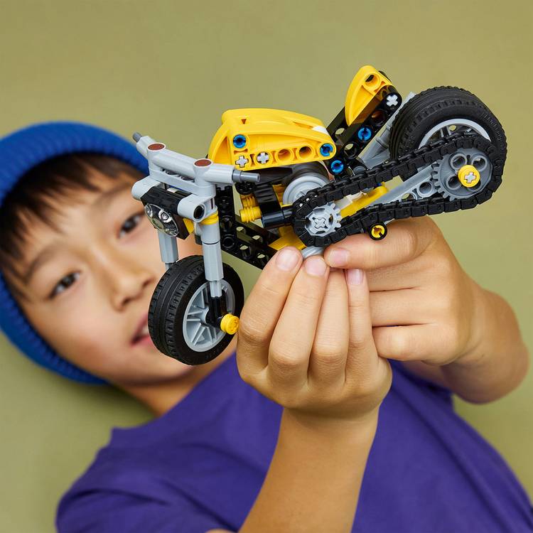 LEGO Technic Yellow Motorbike model kit 42225, imported from the UK
