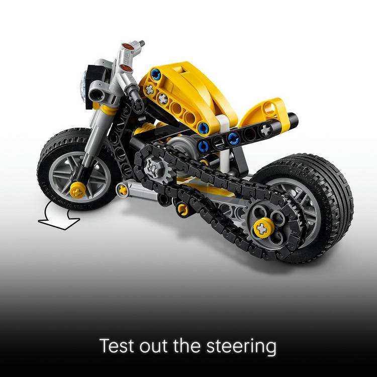 LEGO Technic Yellow Motorbike model kit 42225, imported from the UK