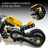 LEGO Technic Yellow Motorbike model kit 42225, imported from the UK