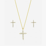 Jon Richard gold plated cubic zirconia cross necklace and earrings - British product