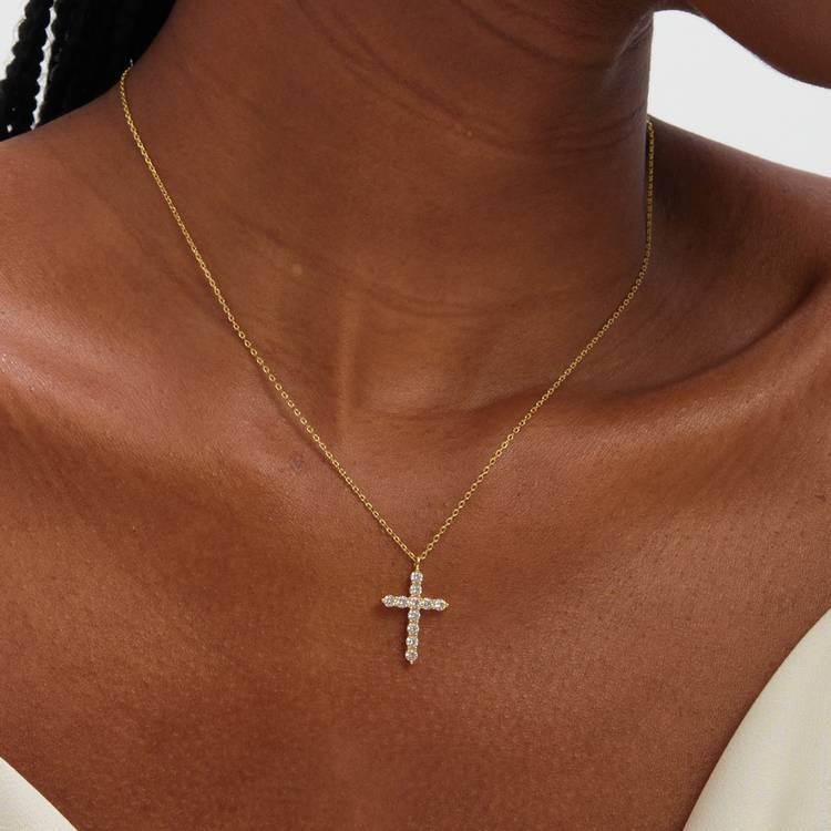Jon Richard gold plated cubic zirconia cross necklace and earrings - British product